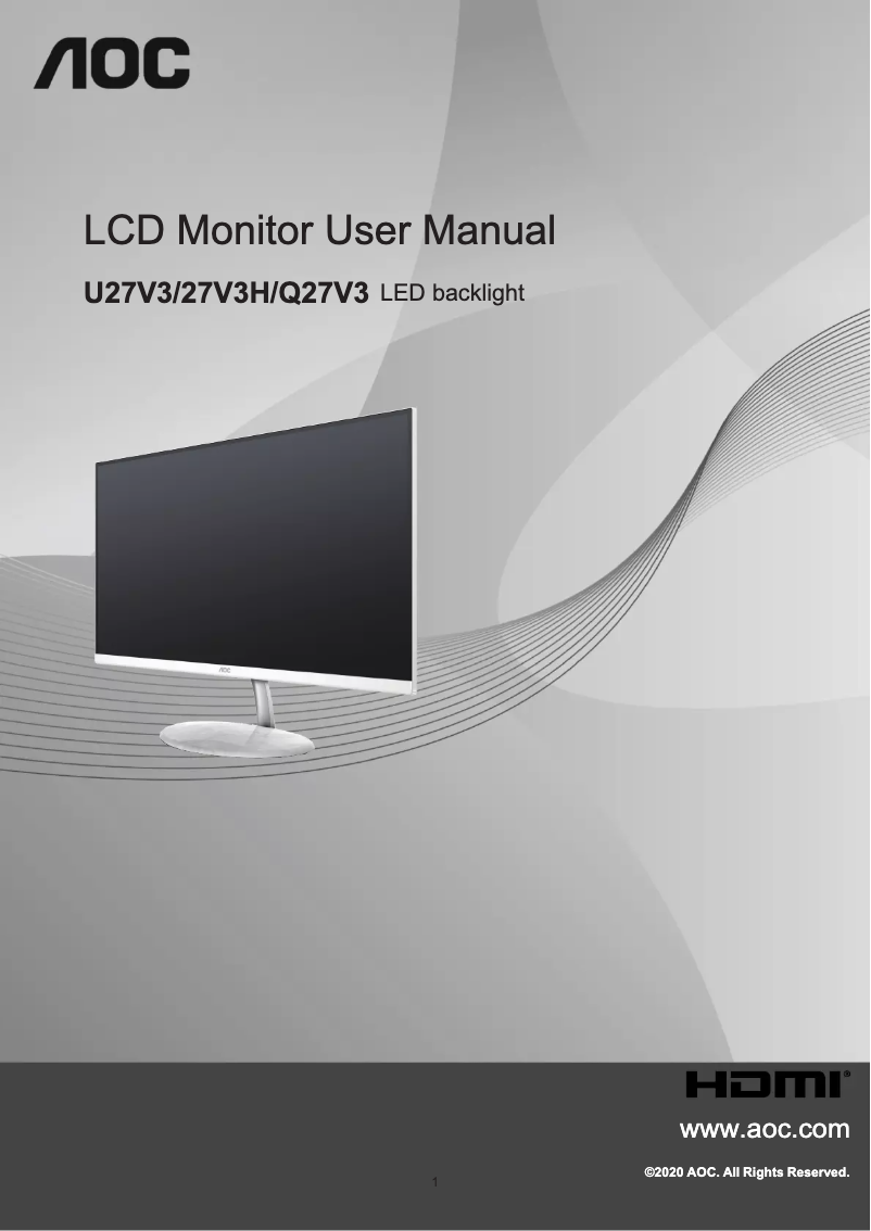Page n°1 - Manuel utilisateur AOC 27V3H