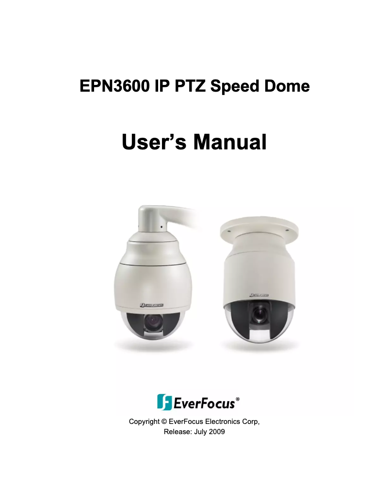 Page n°1 - Manuel utilisateur EverFocus EPN 3600