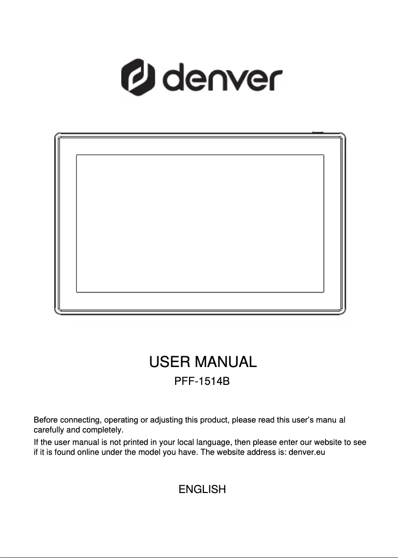 Page 1 de la notice Manuel utilisateur Denver PFF-1514