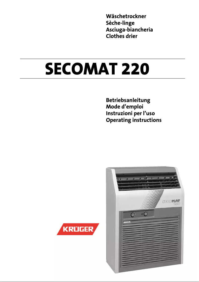 Page 1 de la notice Manuel utilisateur Krüger Secomat 220