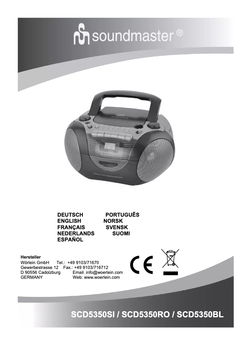 Page 1 de la notice Manuel utilisateur Soundmaster SCD5350RO
