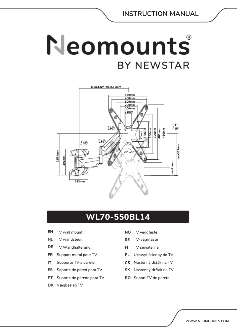 Page n°1 - Manuel utilisateur Newstar WL70-550BL14