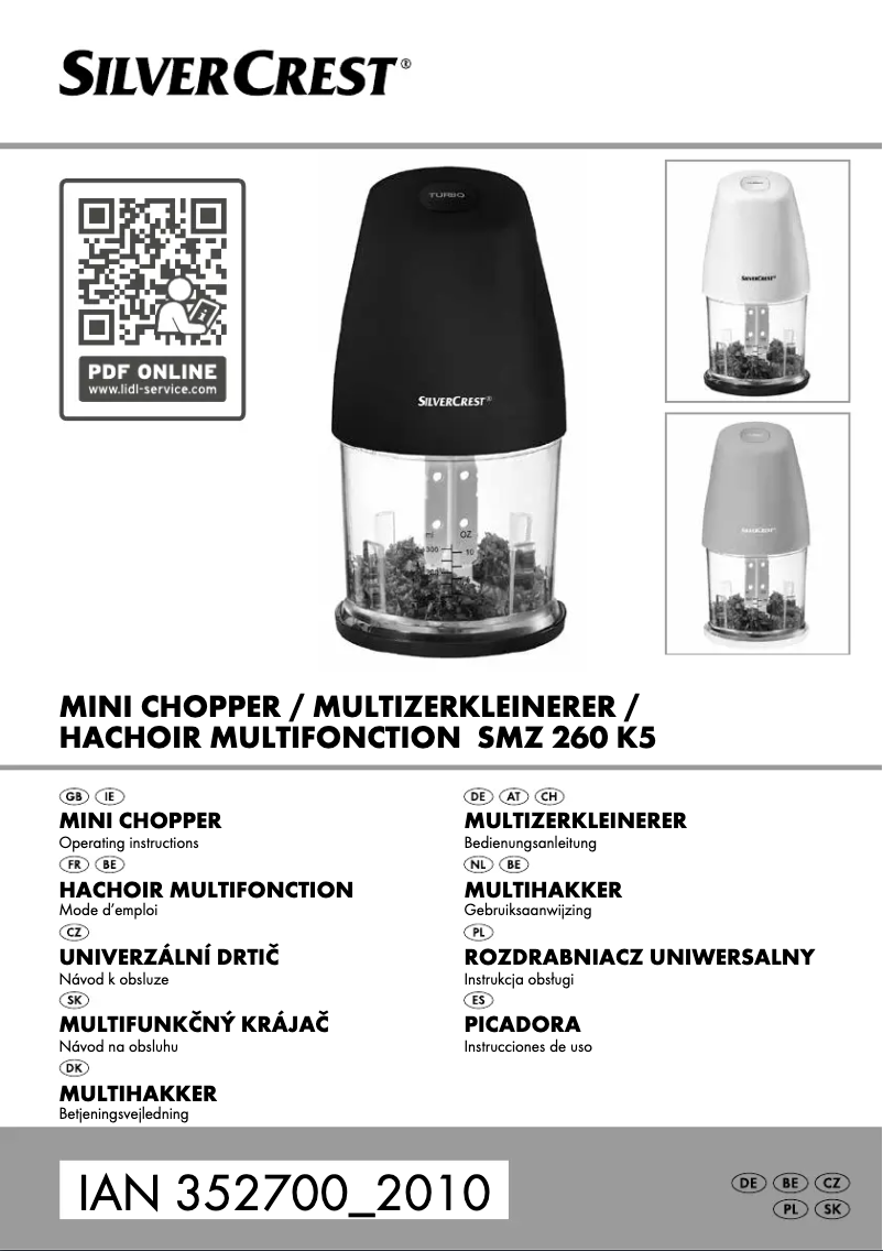 Page 1 de la notice Manuel utilisateur SilverCrest SMZ 260 K5
