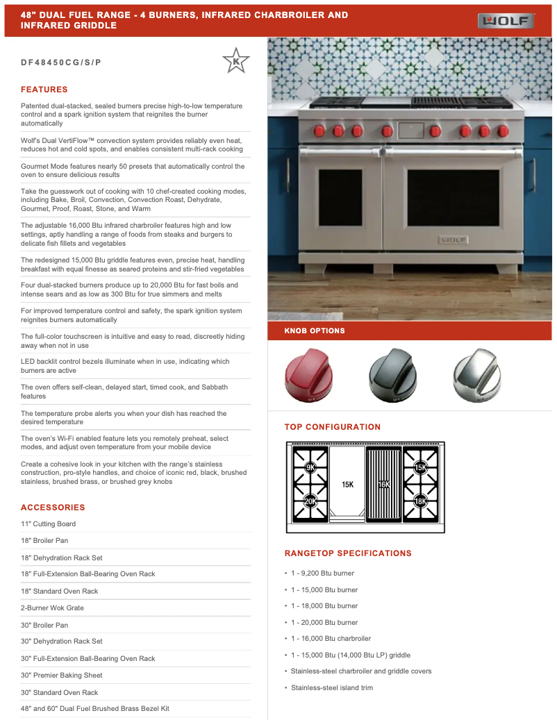 Page 1 de la notice Manuel utilisateur Wolf DF48450CG