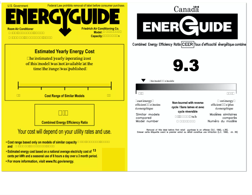 Page n°1 - Label énergétique Friedrich WHT12A33A