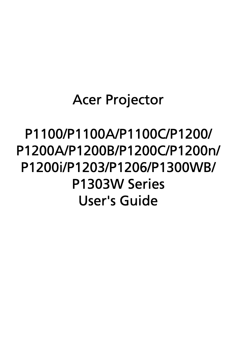 Page n°1 - Manuel utilisateur Acer P1200i
