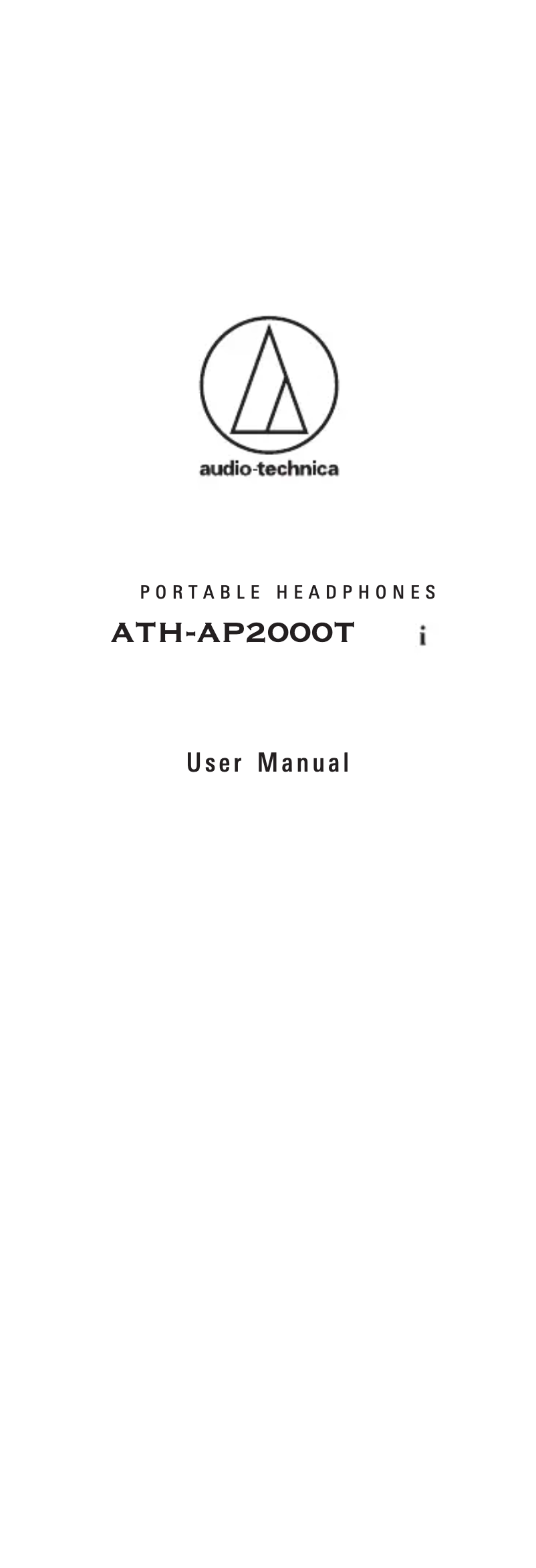 Page 1 de la notice Manuel utilisateur Audio-Technica ATH-AP2000Ti