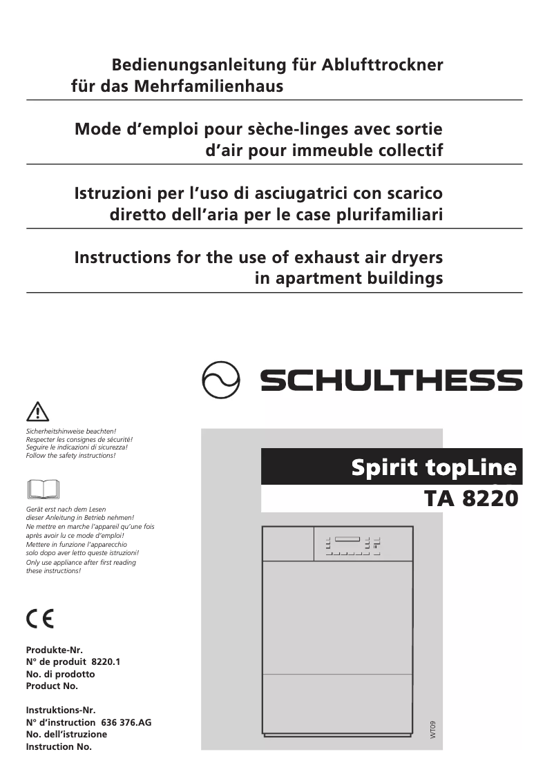 Image de la première page du manuel de l'appareil Spirit TopLine TA 8220