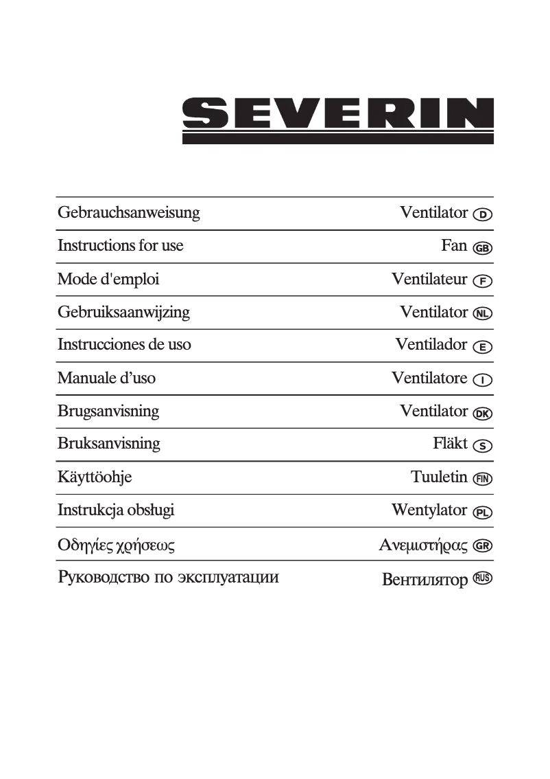 Page n°1 - Manuel utilisateur Severin VL 8632