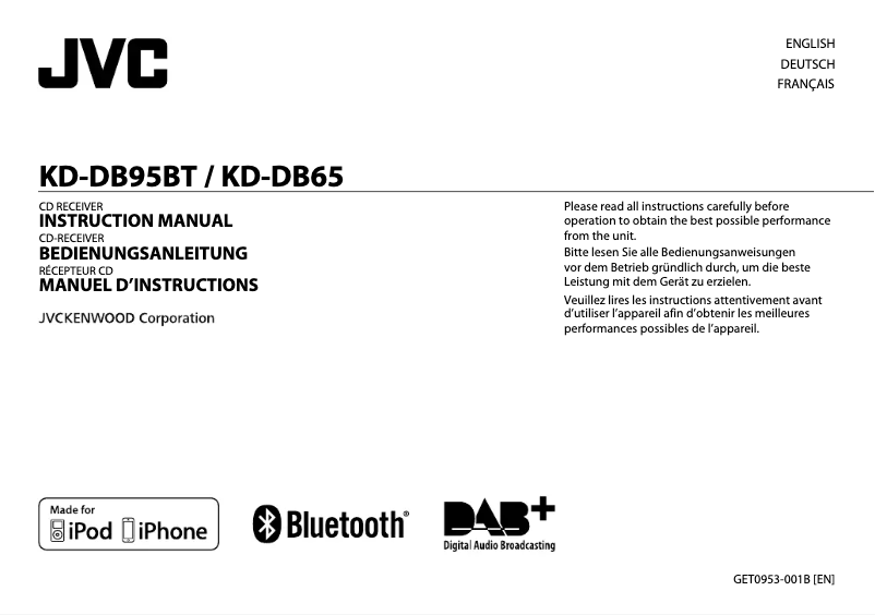 Image de la première page du manuel de l'appareil KD-DB65