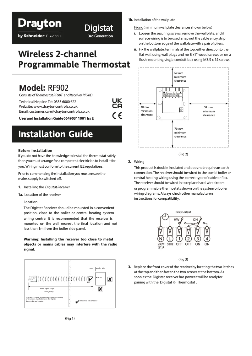 Image de la première page du manuel de l'appareil Digistat RF902