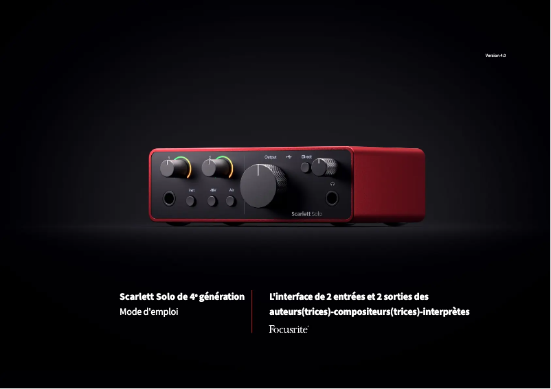 Page n°1 - Manuel utilisateur Focusrite Scarlett Solo 4th Gen