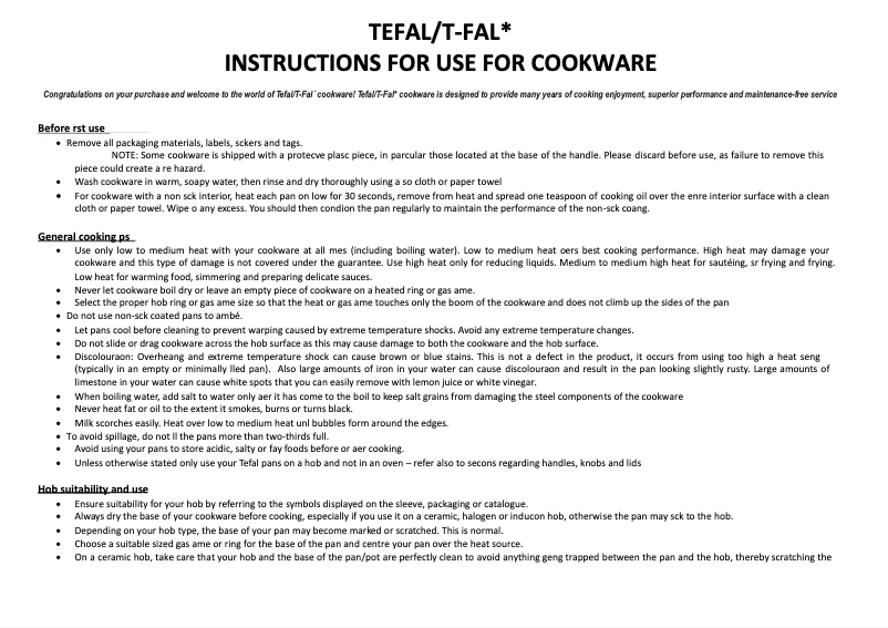 Page 1 de la notice Manuel utilisateur Tefal So Tasty