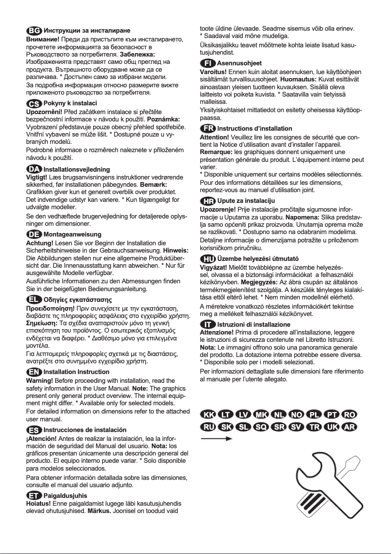 Page 1 de la notice Guide d'installation Electrolux LUT5NE26W