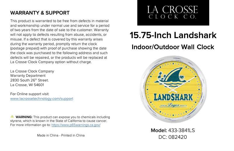 Page 1 de la notice Manuel utilisateur La Crosse Technology 433-3841LS