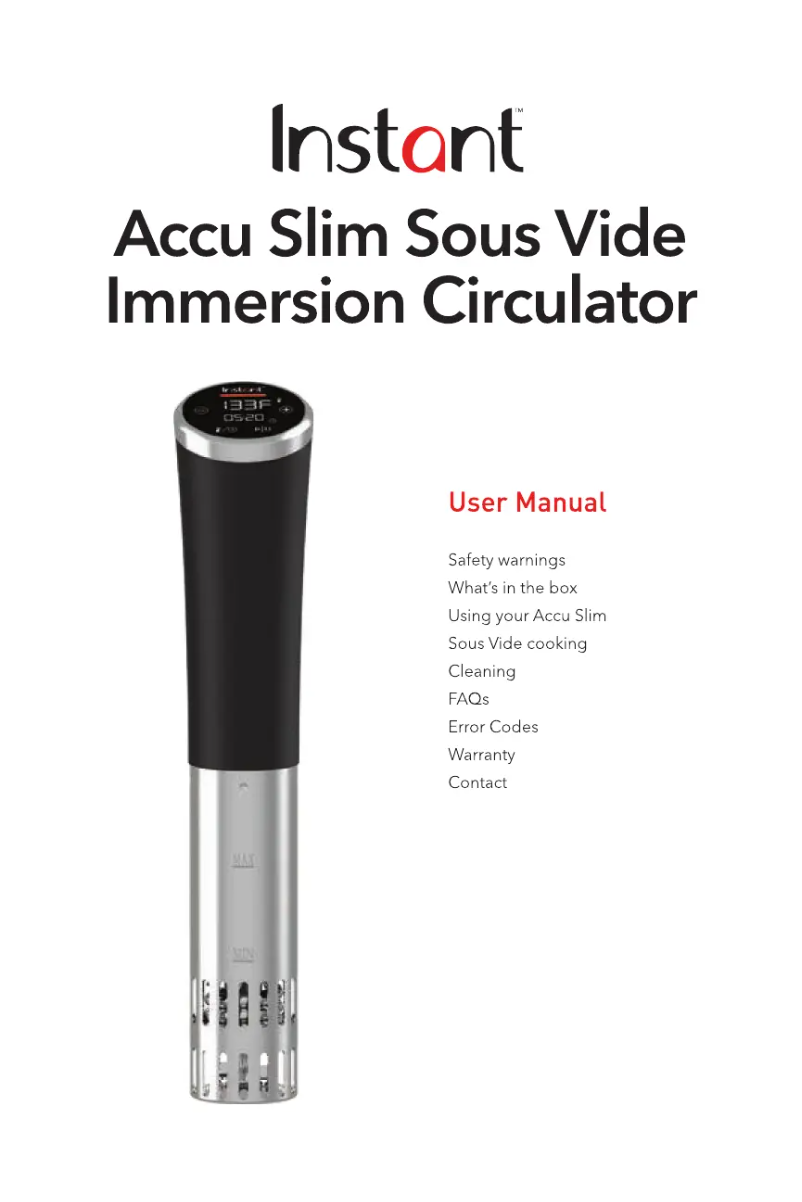 Image de la première page du manuel de l'appareil Accu Slim Sous Vide Immersion Circulator