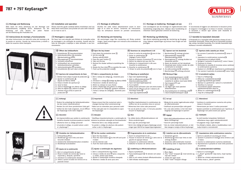 Page 1 de la notice Manuel utilisateur Abus KeyGarage 767