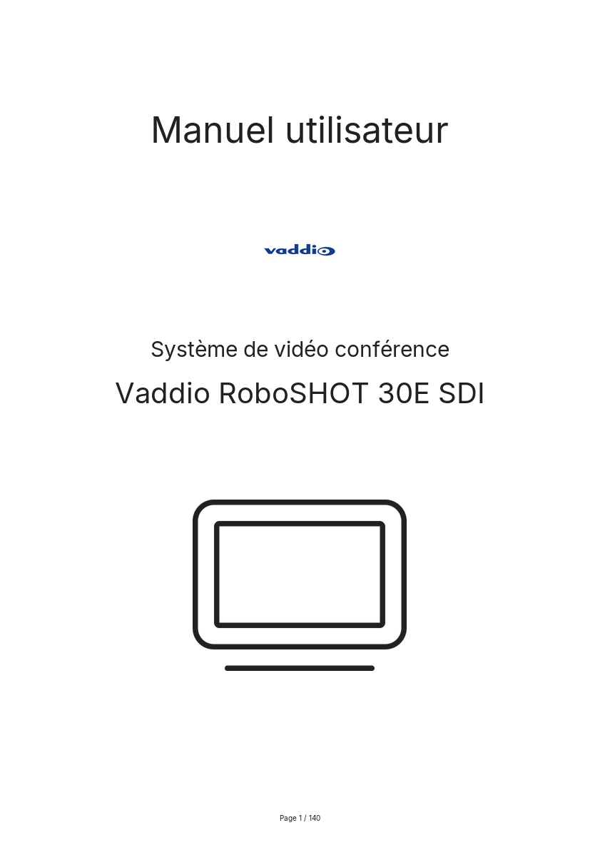 Page 1 de la notice Manuel utilisateur Vaddio RoboSHOT 30E SDI