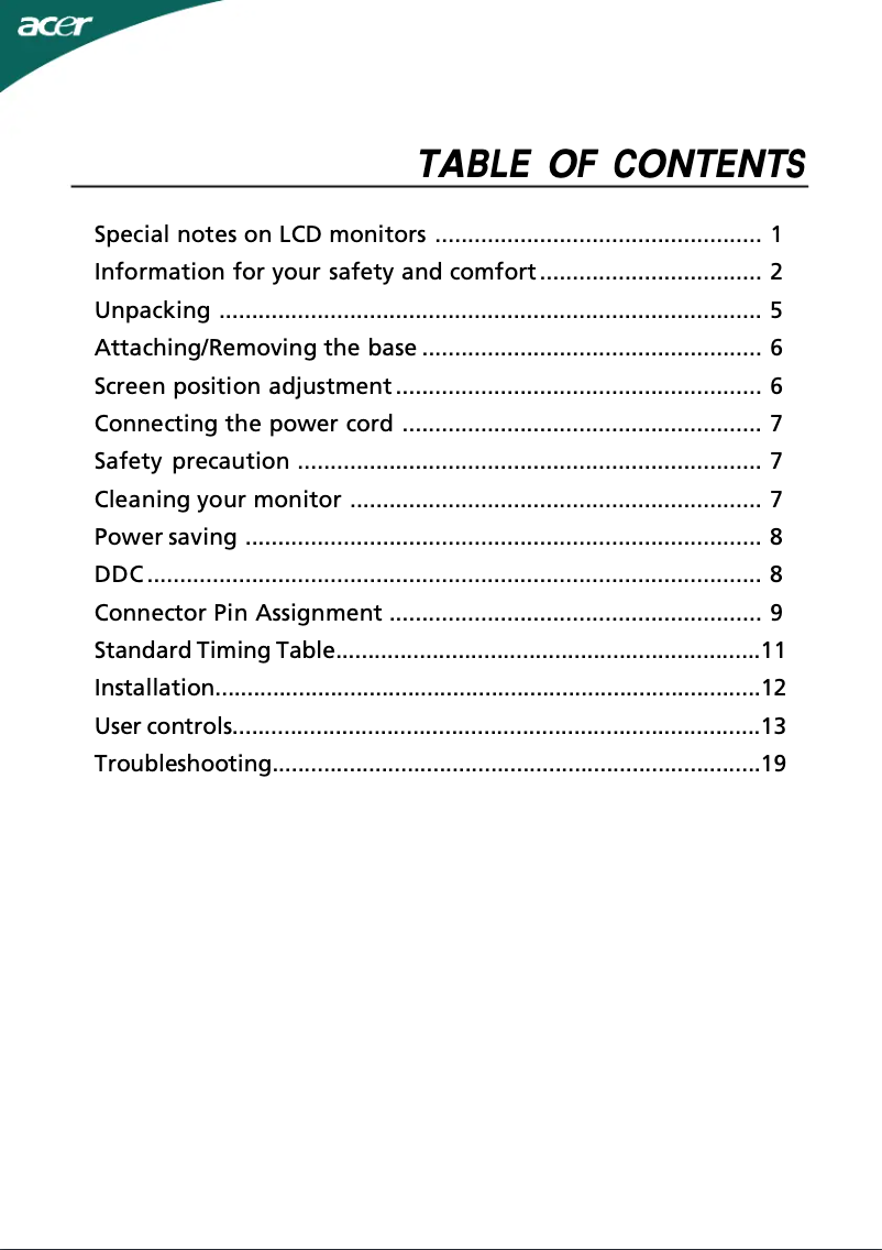 Page n°1 - Manuel utilisateur Acer H274H