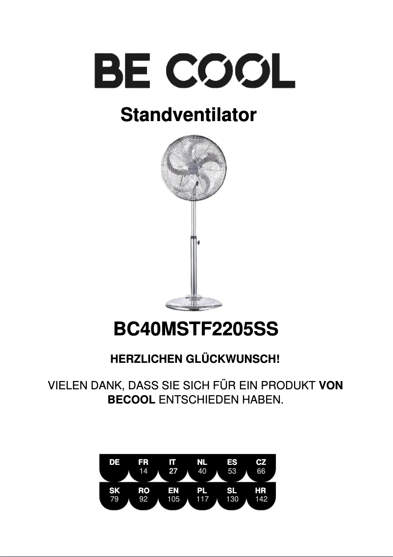 Página 1 del manual Manual de usuario Be Cool BC40MSTF2205SS