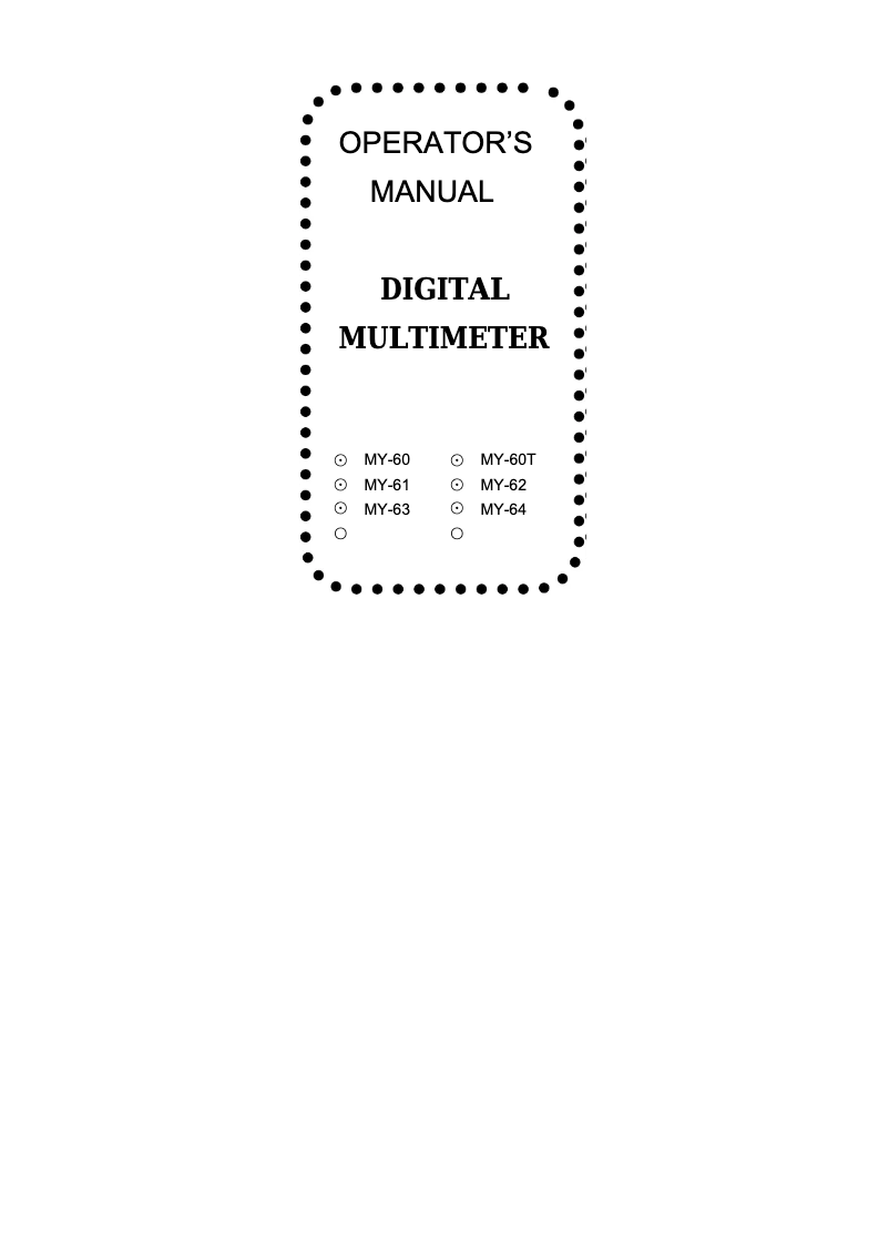 Page 1 de la notice Manuel utilisateur Mastech MY-63