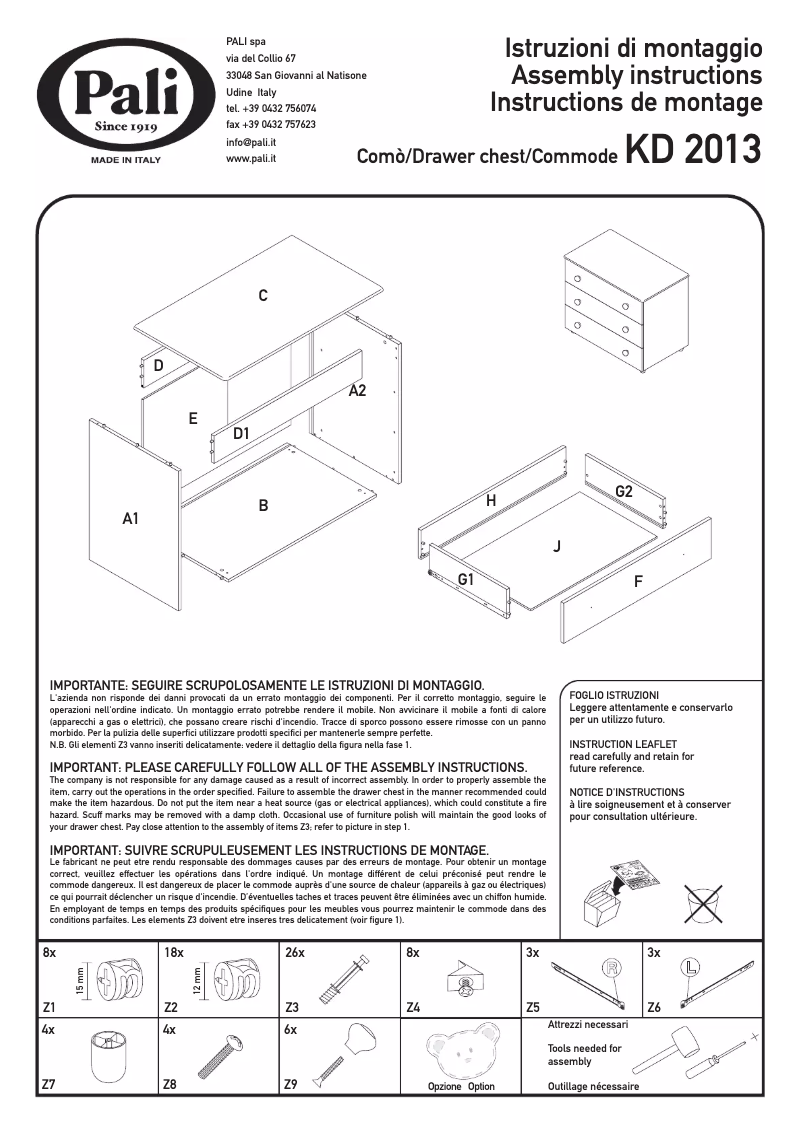 Page n°1 - Manuel utilisateur Pali KD 2013