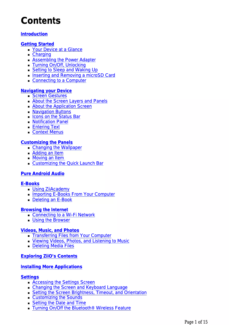 Página 1 del manual Manual de usuario Creative ZiiO 7