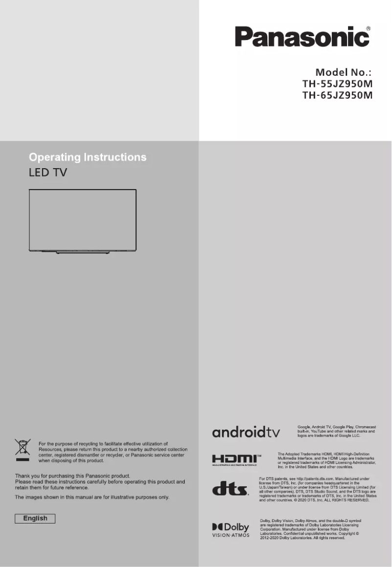 Page 1 of the manual User Manual Panasonic TH-55JZ950M