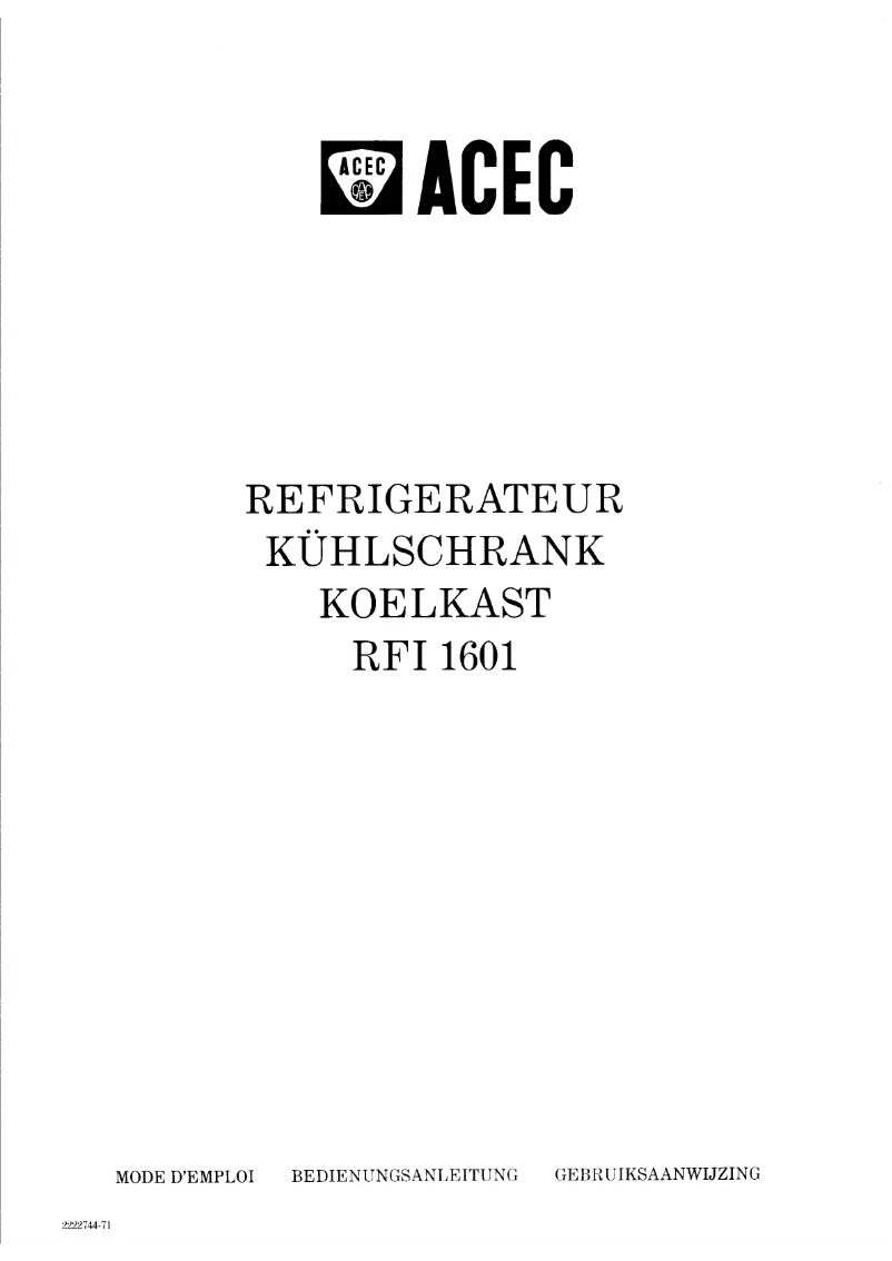 Page n°1 - Manuel utilisateur Acec RFI 1601