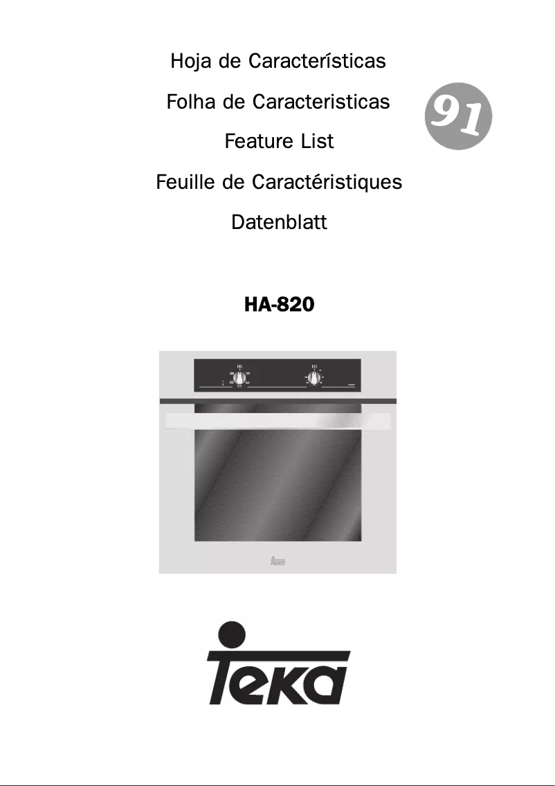 Page n°1 - Manuel utilisateur Teka HA 820