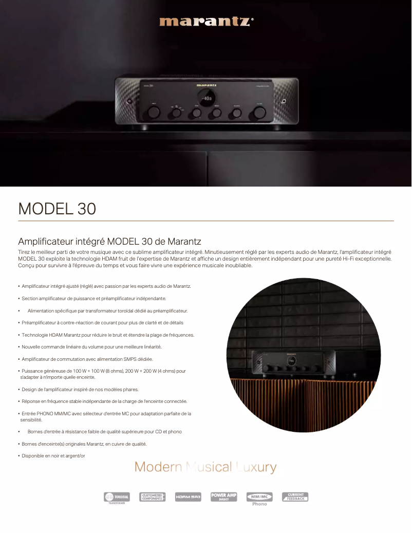 Page n°1 - Fiche technique Marantz Model 30