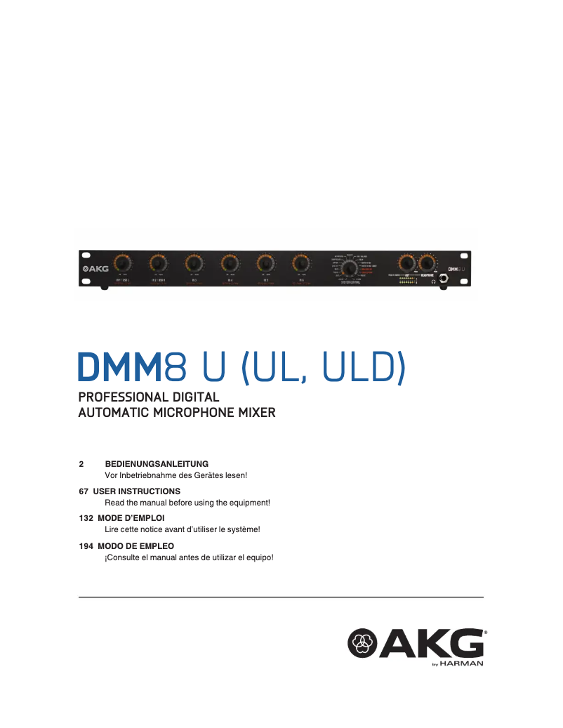 Page n°1 - Manuel utilisateur AKG DMM8 UL