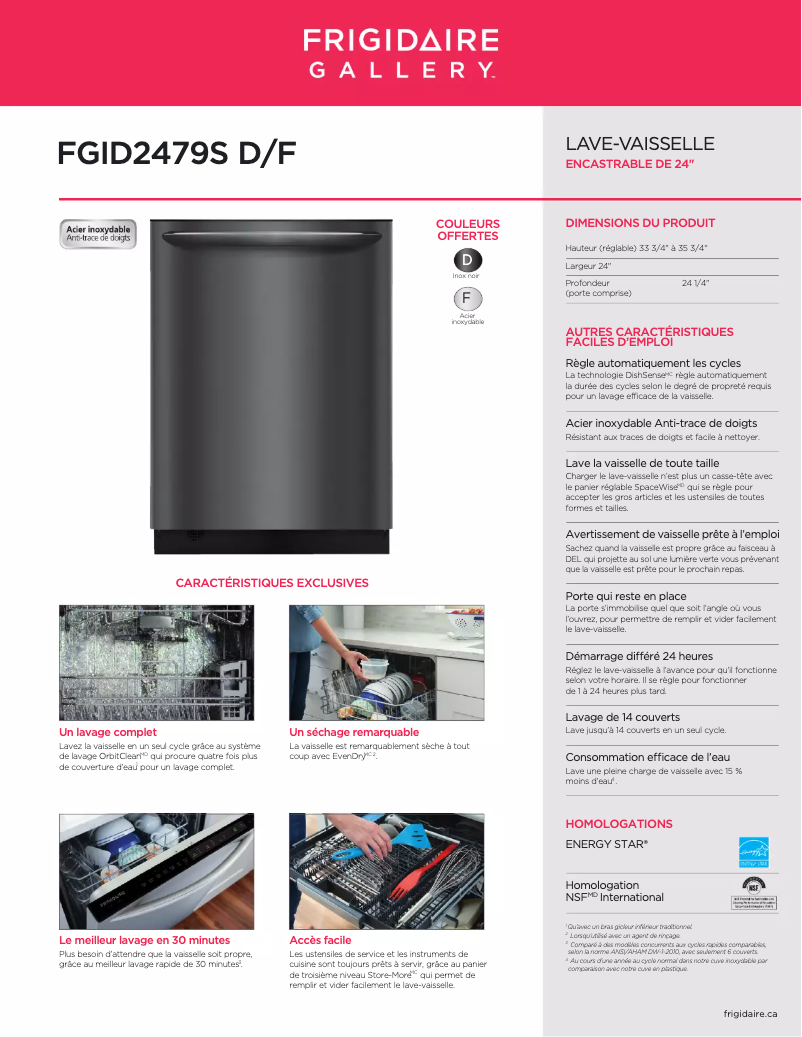 Page n°1 - Fiche technique Frigidaire FGID2479SD