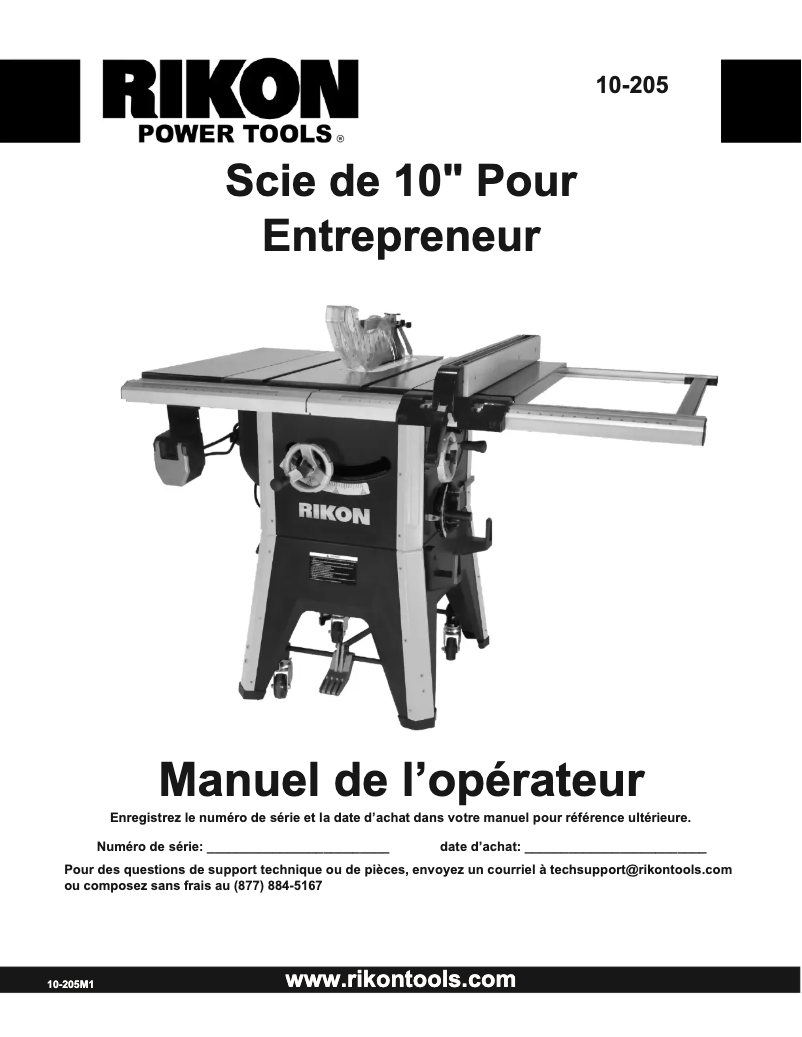 Page 1 de la notice Manuel utilisateur RIKON 10-205