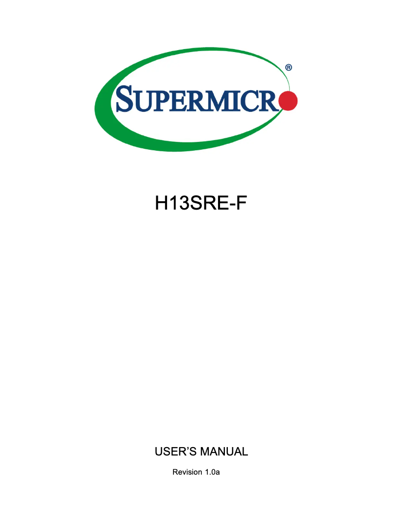 Page 1 de la notice Manuel utilisateur Supermicro H13SRE-F