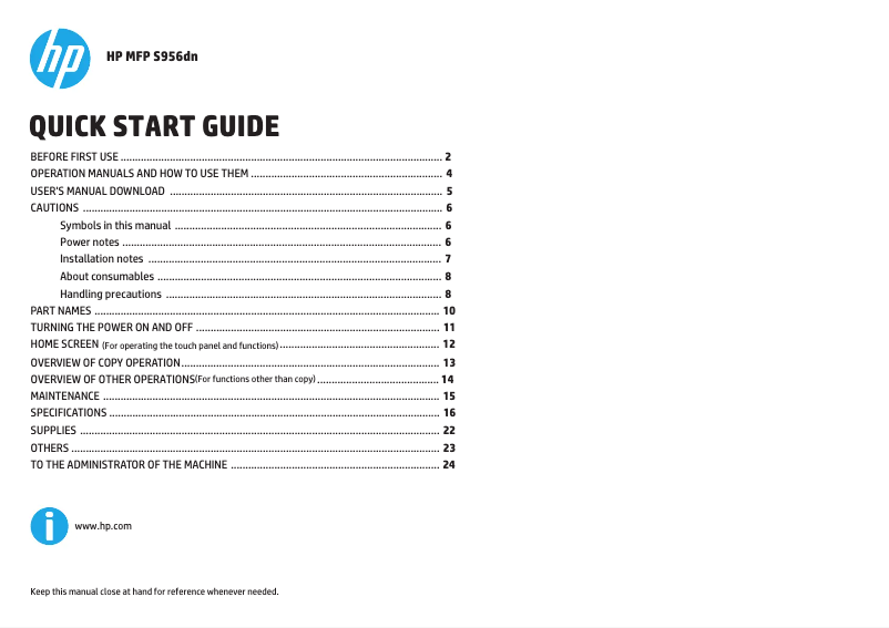 Page 1 de la notice Guide de démarrage rapide HP MFP S956