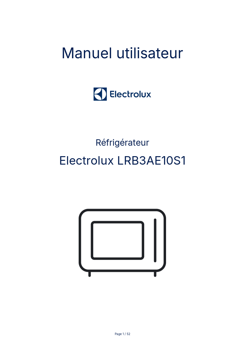 Page n°1 - Manuel utilisateur Electrolux LRB3AE10S1
