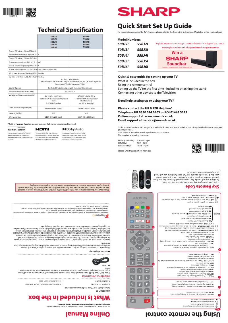 Page n°1 - Guide de démarrage rapide Sharp 50BJ4K