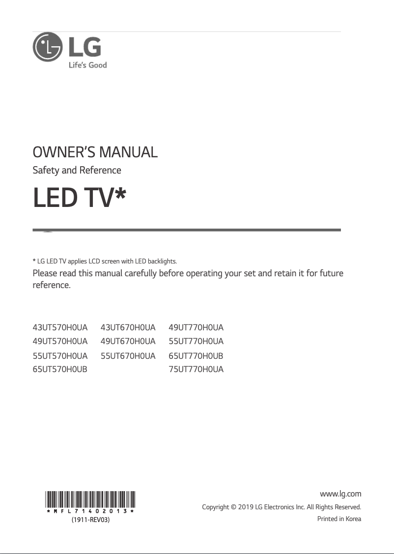 Página 1 del manual Manual de usuario LG 65UT570H0UB