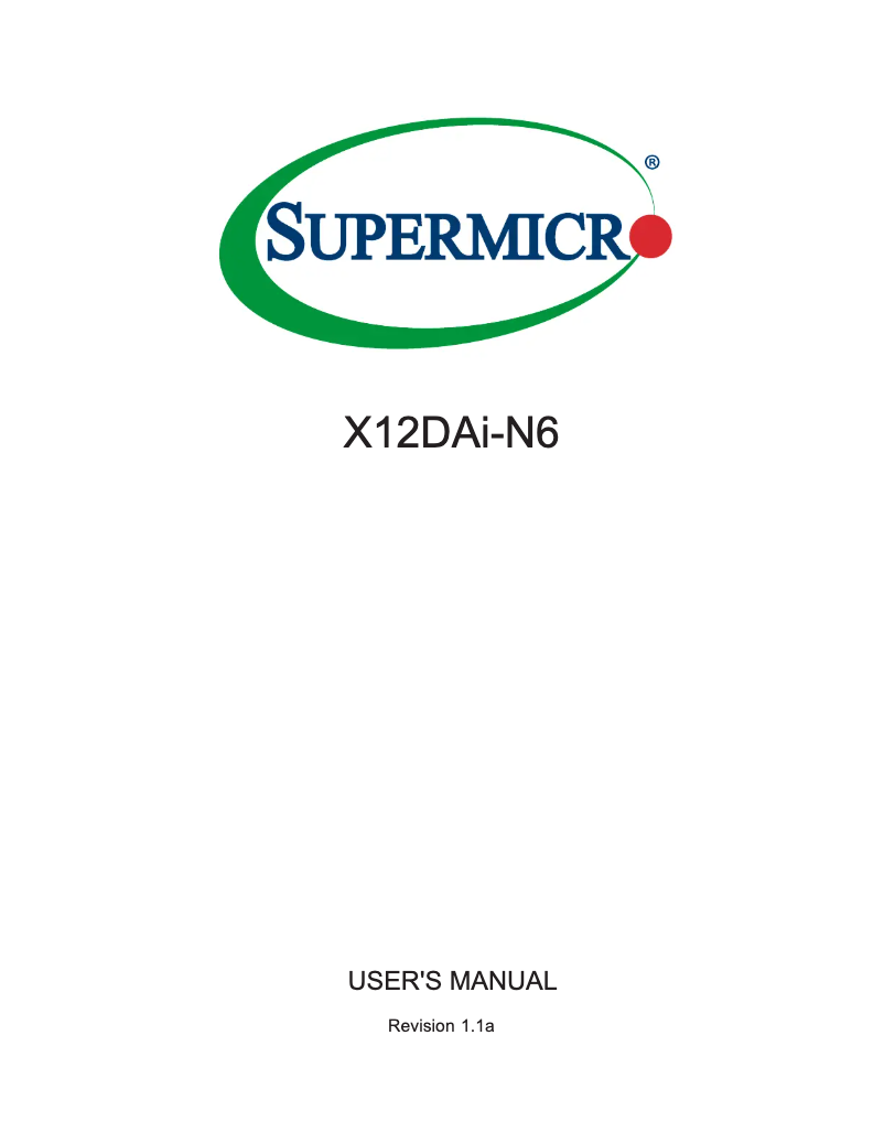 Page 1 de la notice Manuel utilisateur Supermicro X12DAI-N6