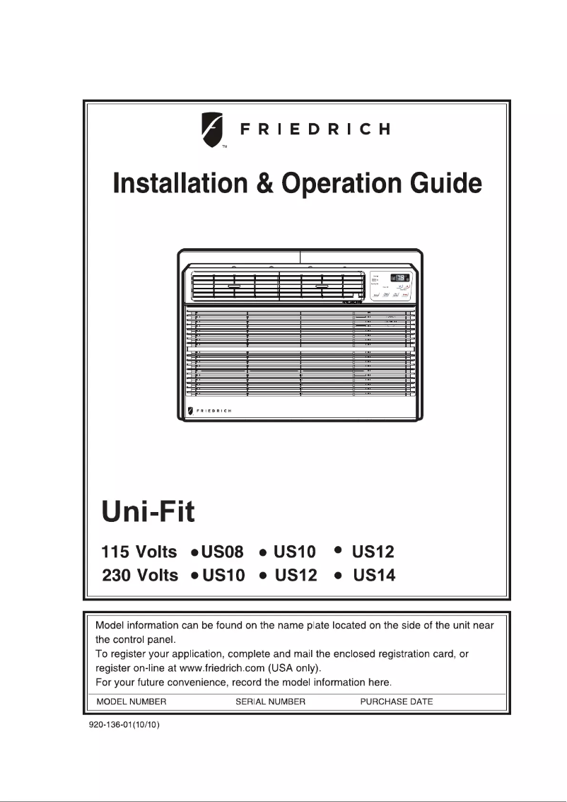 Página 1 del manual Manual de usuario Friedrich Uni-Fit US12D10B