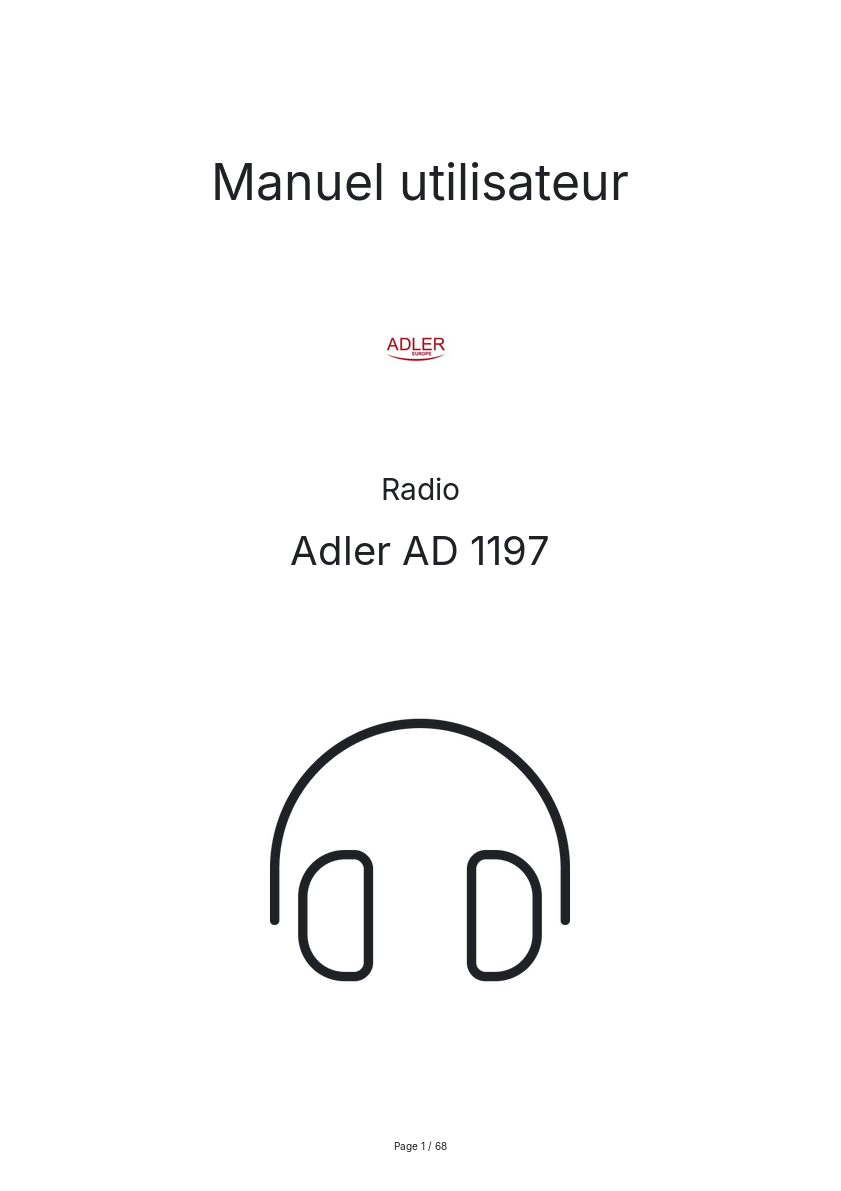Page n°1 - Manuel utilisateur Adler AD 1197