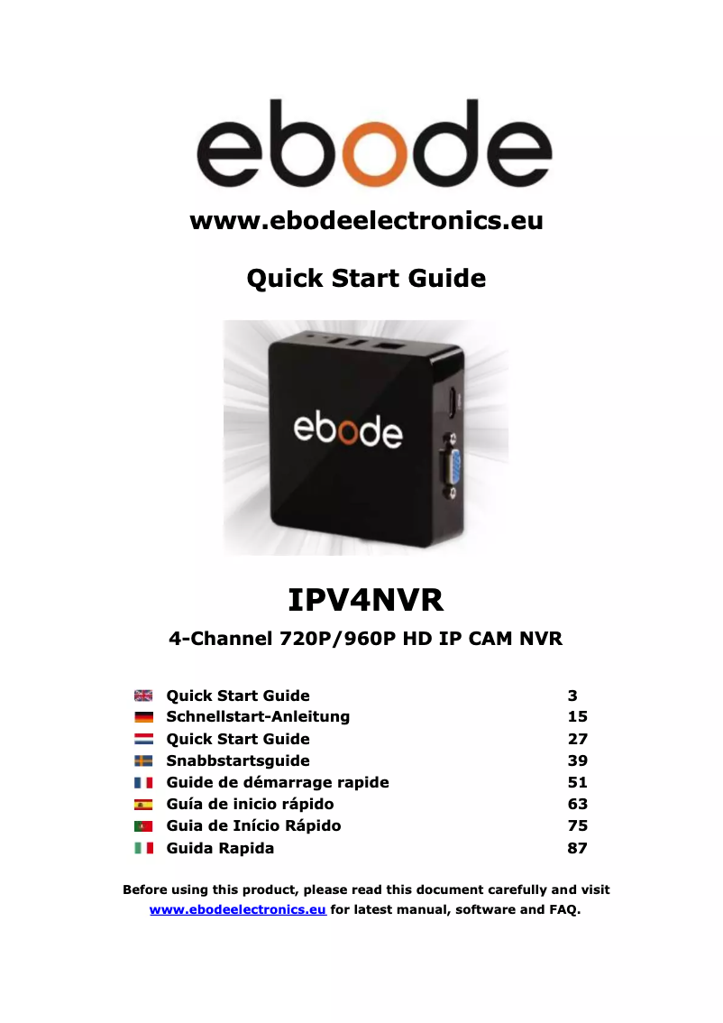 Image de la première page du manuel de l'appareil IPV4NVR
