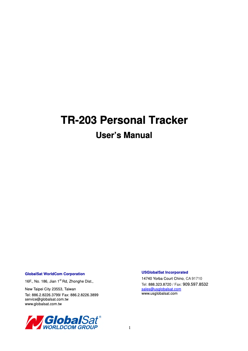 Image de la première page du manuel de l'appareil TR-203
