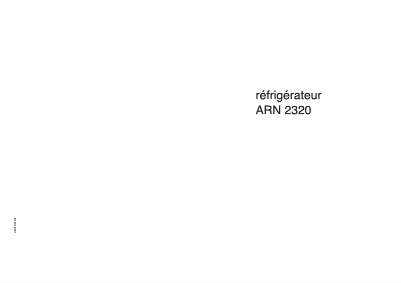 Page n°1 - Manuel utilisateur Arthur Martin-Electrolux ARN2320
