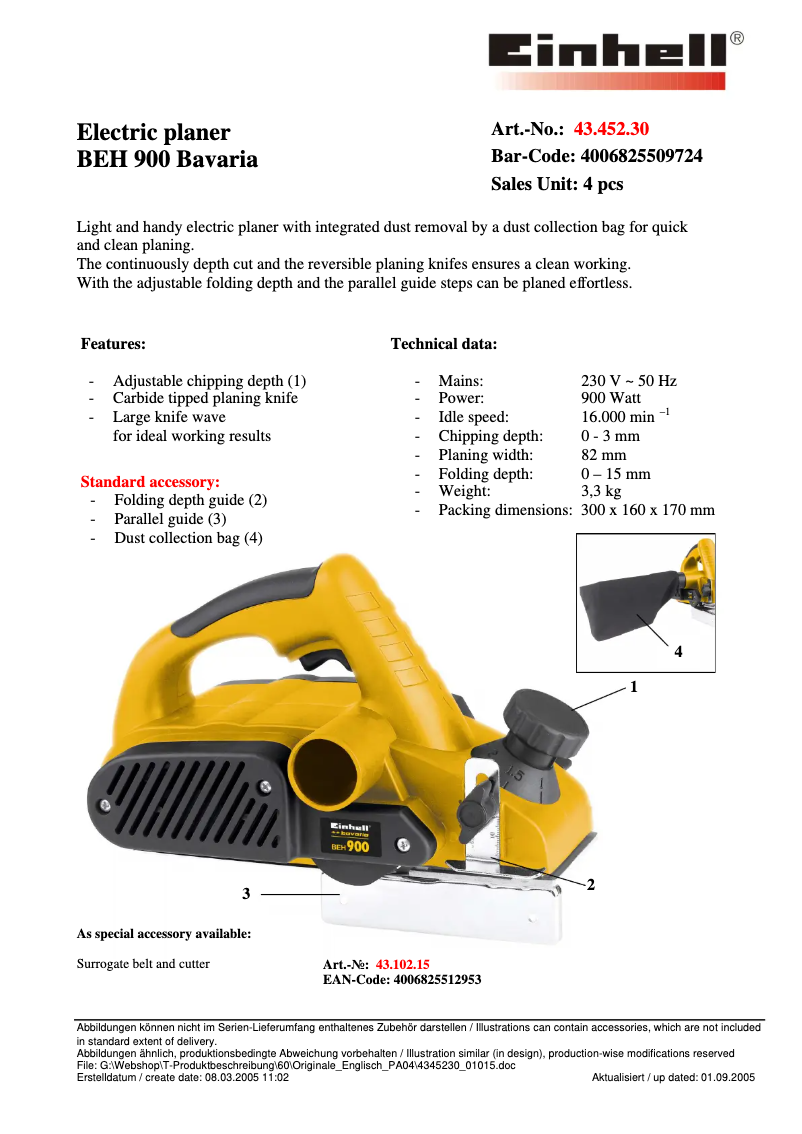 Image de la première page du manuel de l'appareil BEH 900