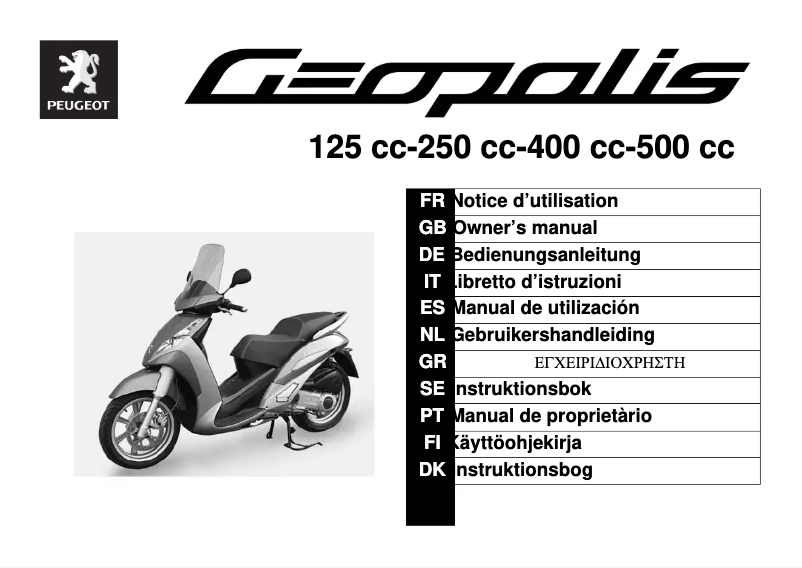 Page 1 de la notice Manuel utilisateur Peugeot Geopolis 500cc