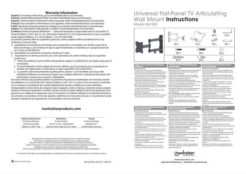 Page 1 de la notice Manuel utilisateur Manhattan 461382