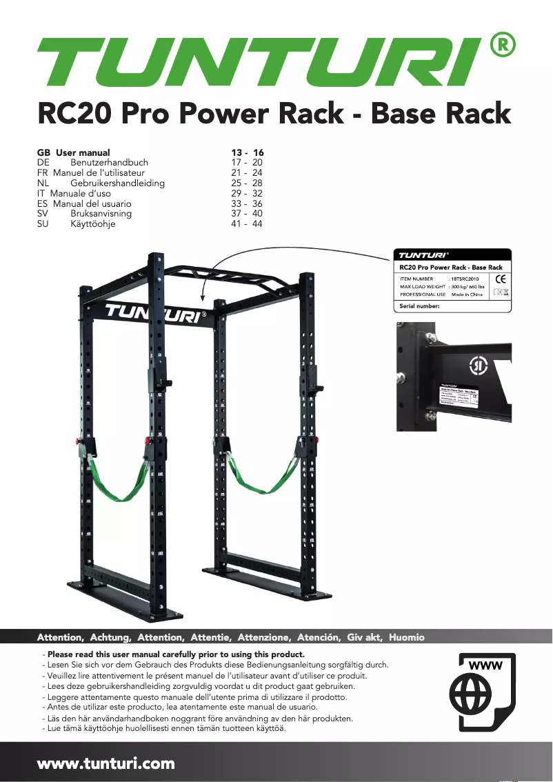 Image de la première page du manuel de l'appareil RC20