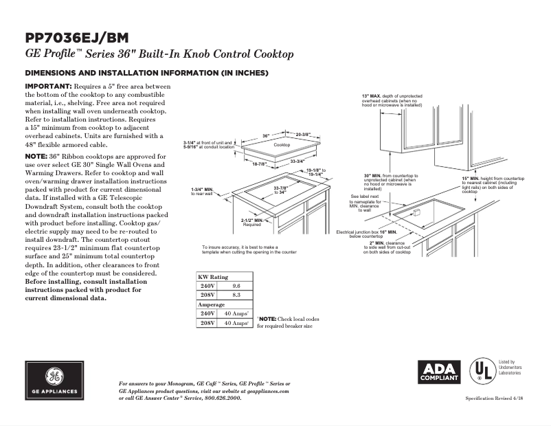 Image de la première page du manuel de l'appareil Profile PP7036EJES